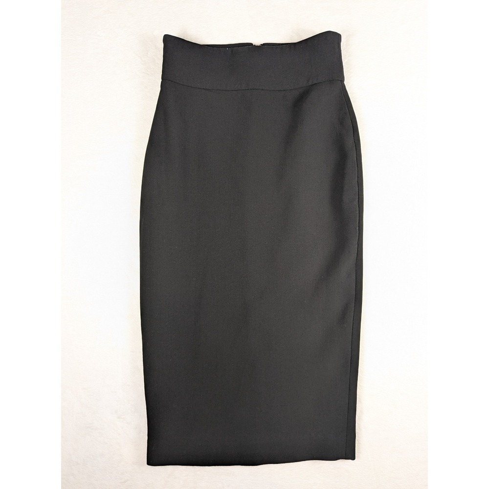 SUISTUDIO Ariel‎ Black High Waist Pencil Skirt Midi Length Full Zip 25x27 MINT